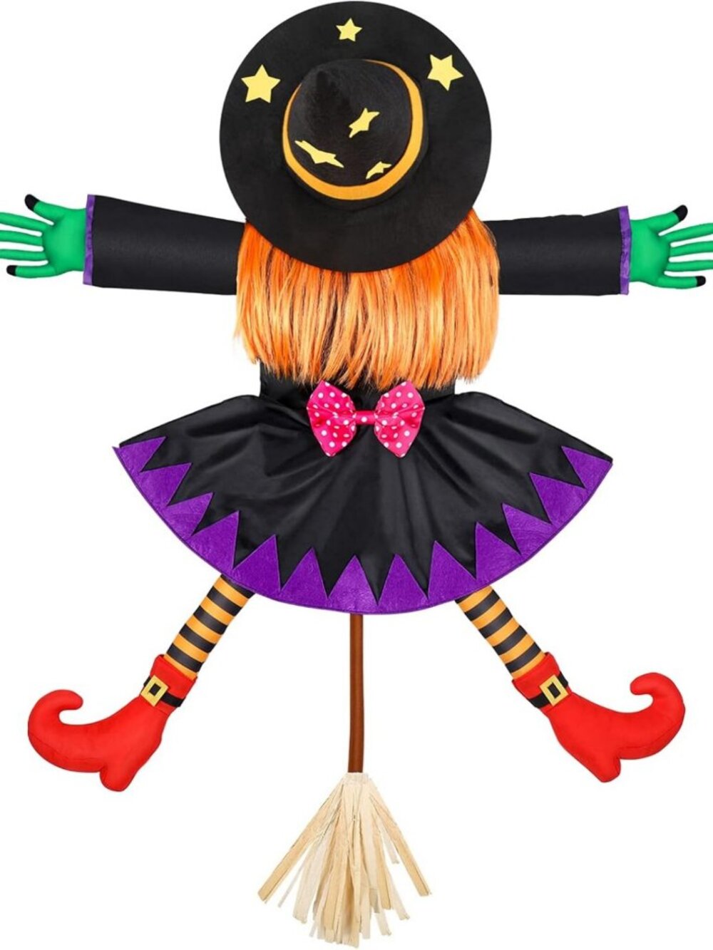 Crashed Witch Halloween Decoration - 42.5" Hanging Prop for Tree, Porch & Yard